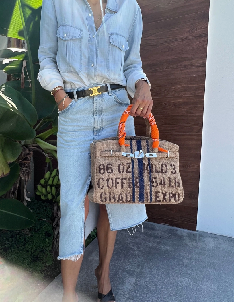 Brookie Coffee Blue Stripe Bag