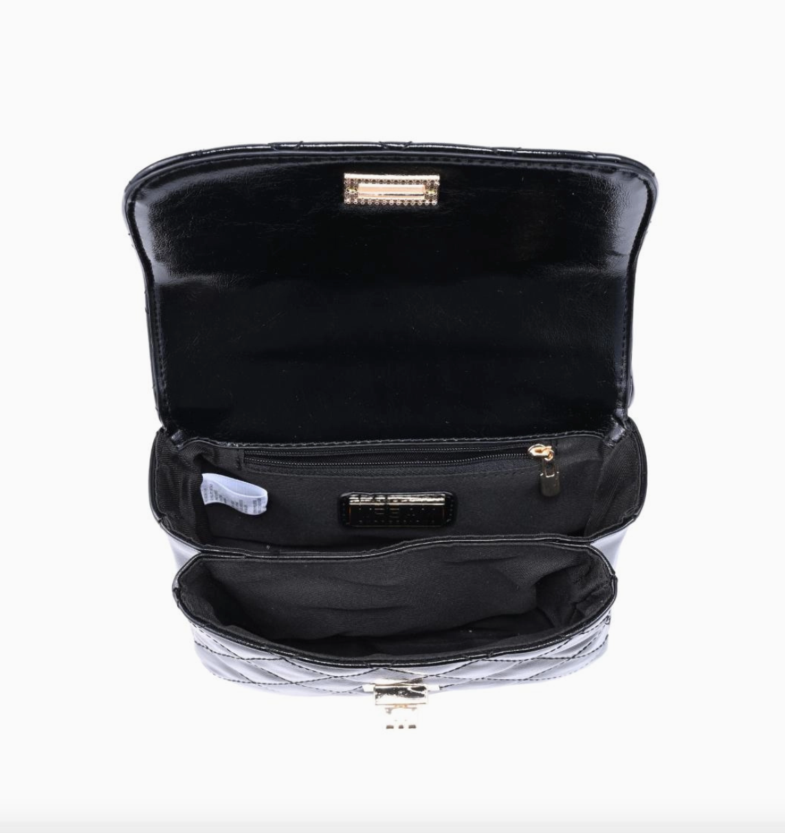 Leo Quilted Cross Body Bag in black