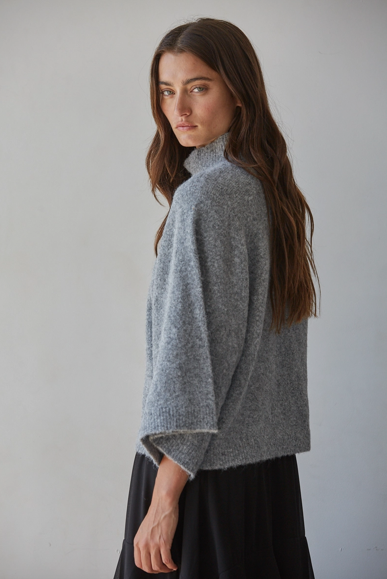Boxy Knit Turtleneck Sweater