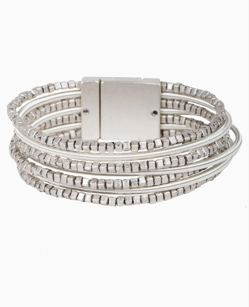 Scarlett Metallic Beaded Bracelet in gold or silver