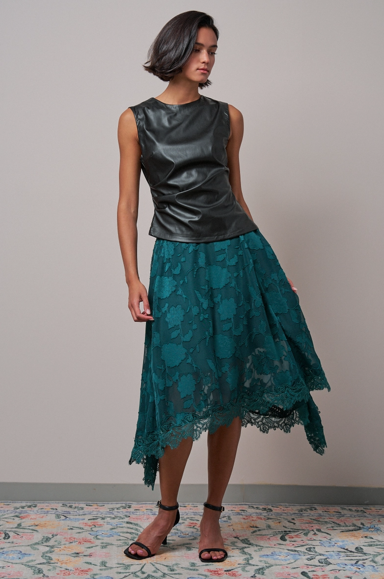 Faux Leather Ruched Top