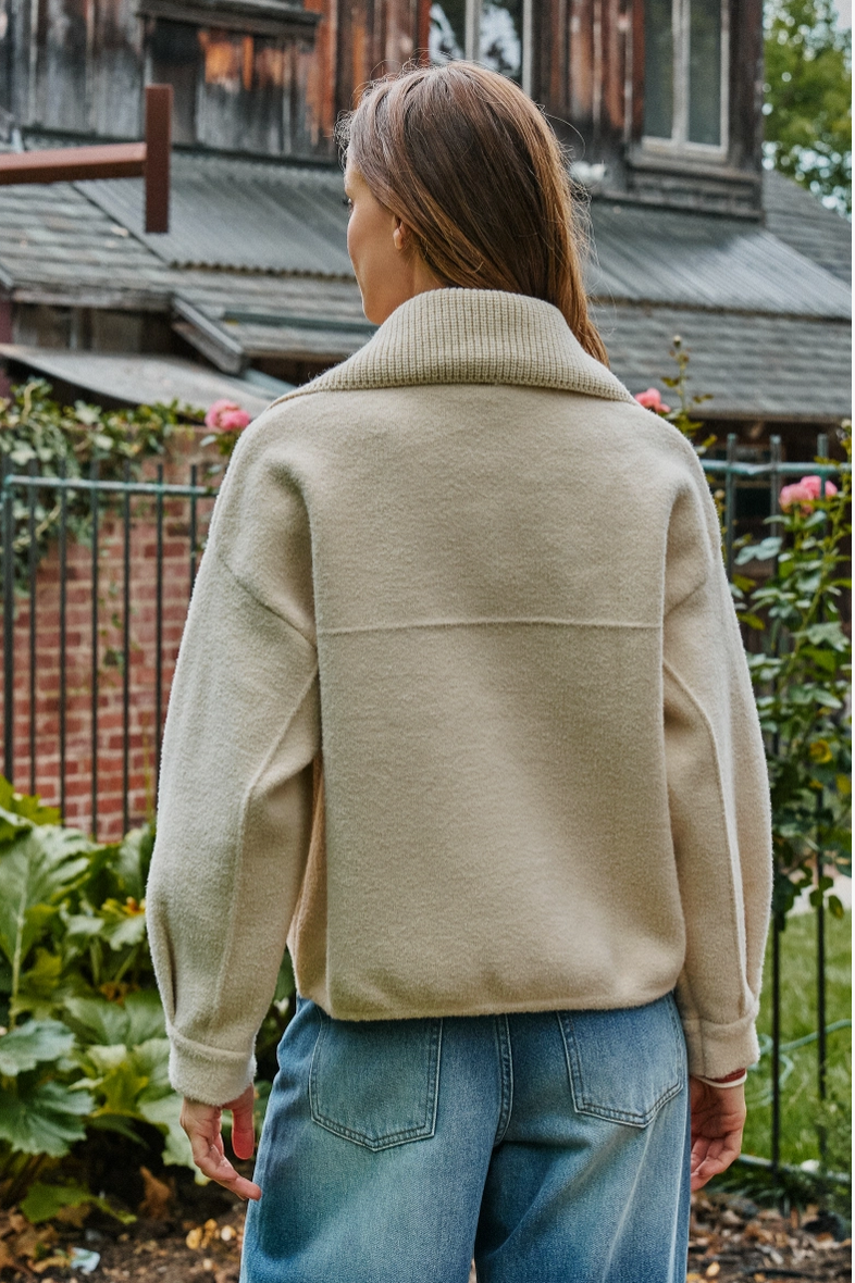 Sweater Knit Jacket with Detatchable Collar