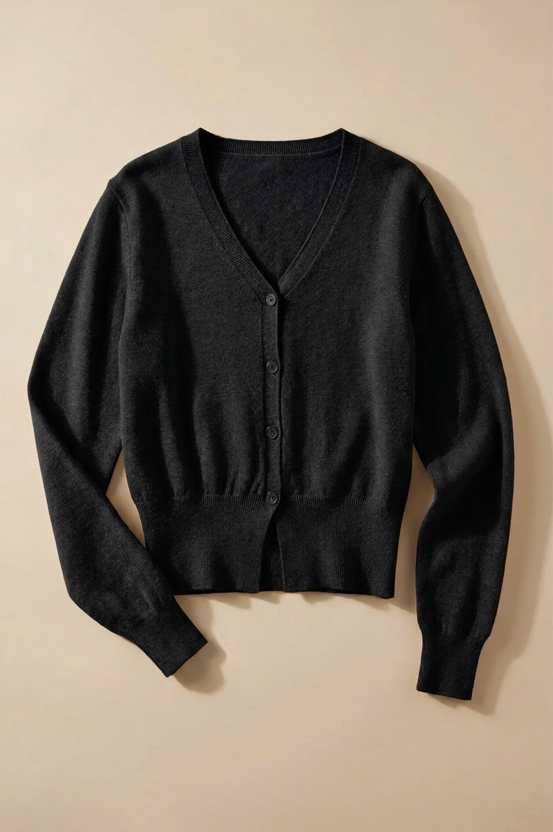 Fine Knit V Neck Cardigan in Green or Black
