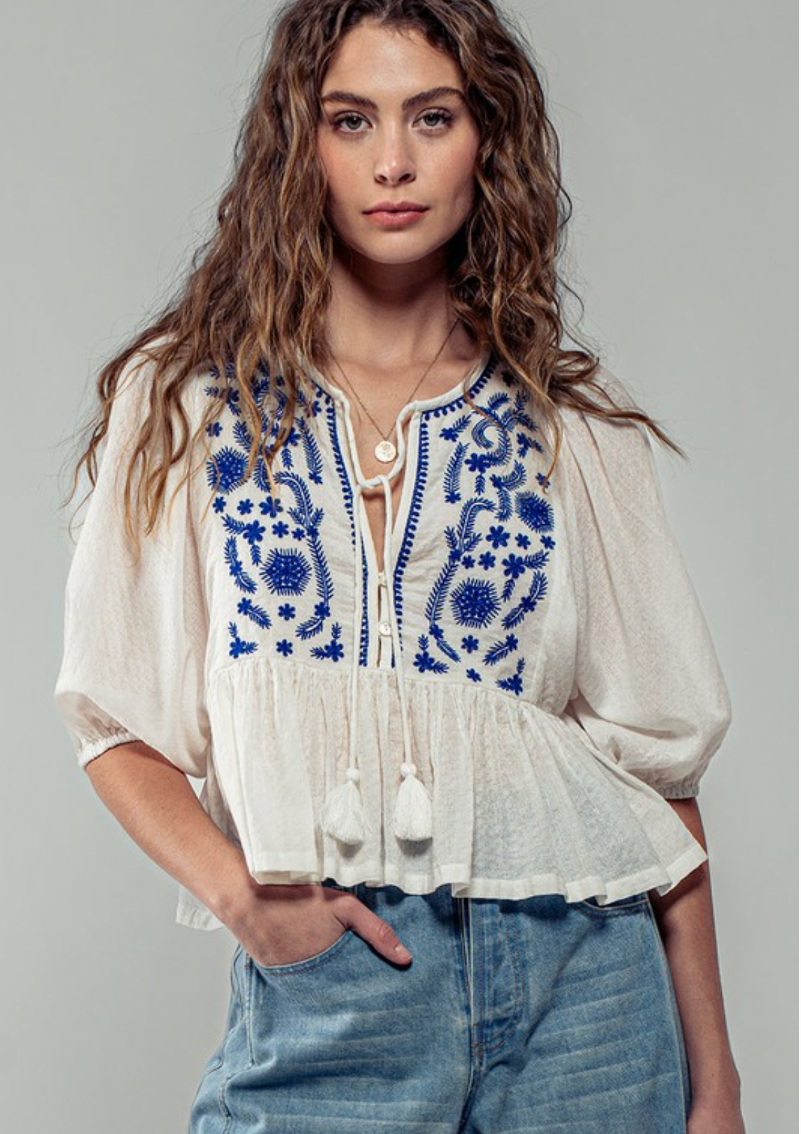 Tassel Ruffled Blouse