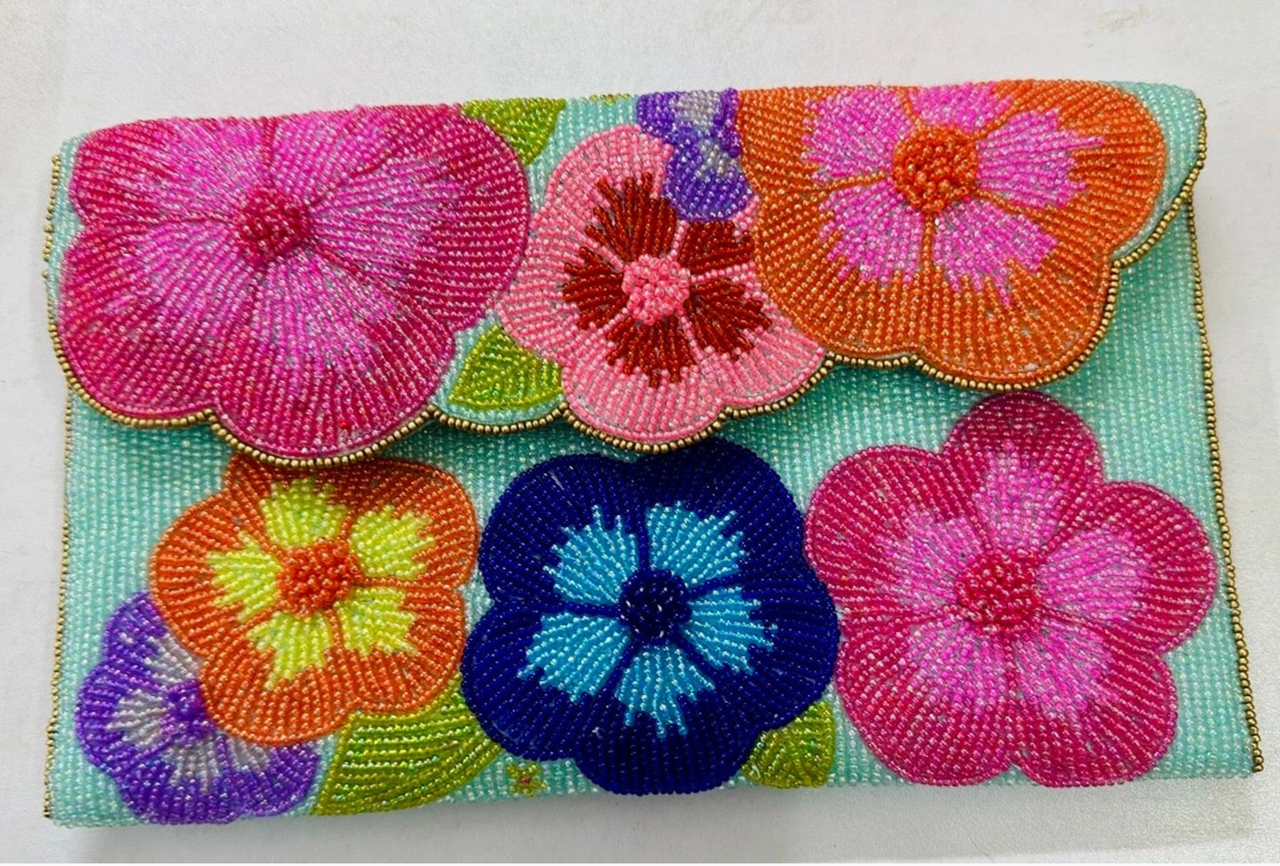 Beaded Floral Paradise Clutch