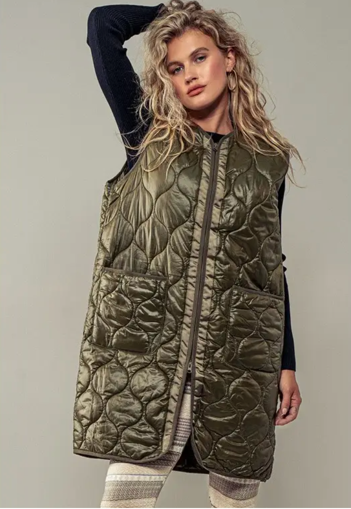 Quilted Circular Long Padded Vest (OSFA)