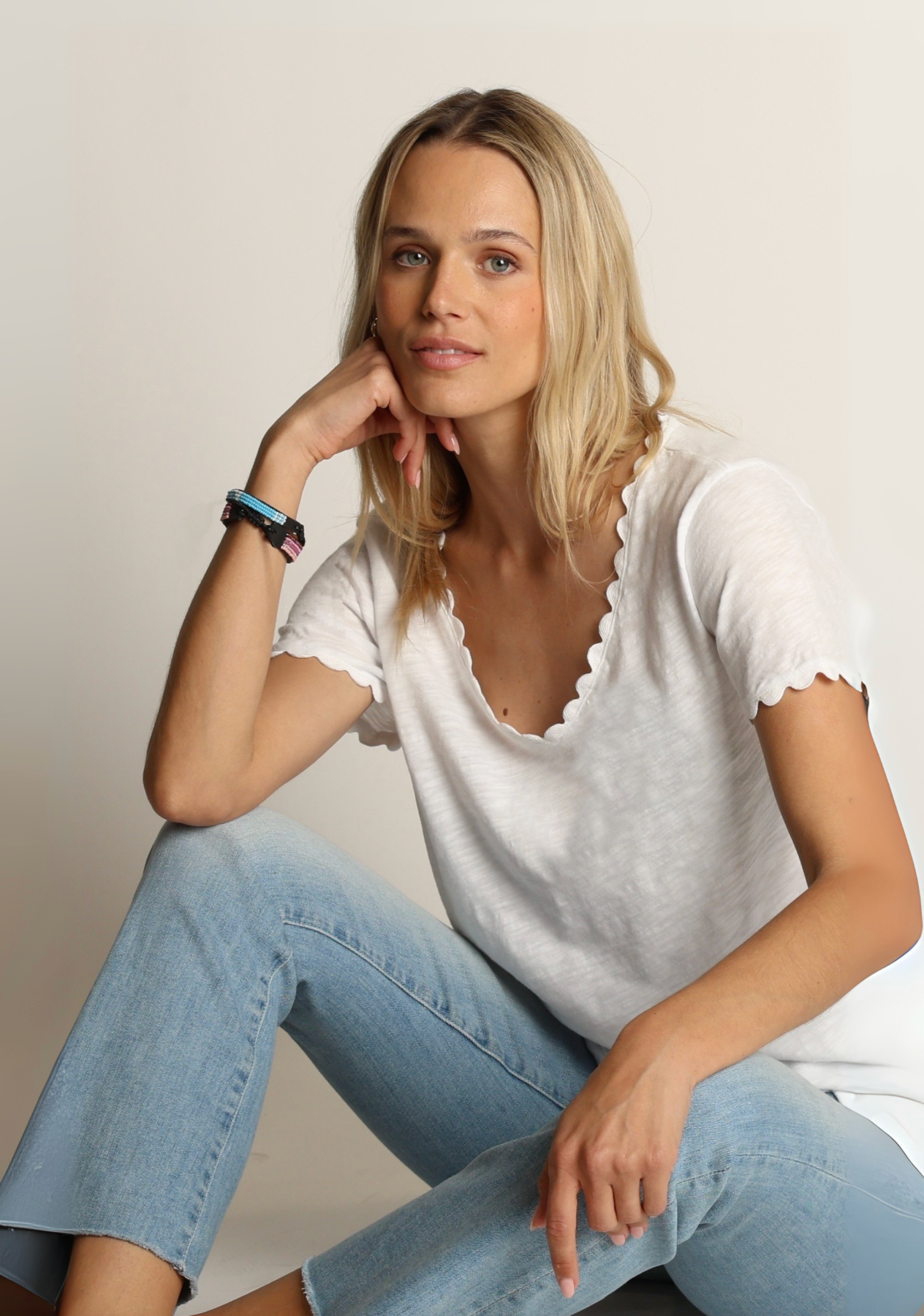 Ric Rac Tee in Navy or White