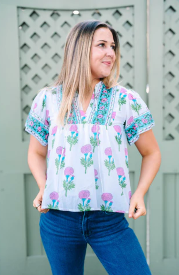 Catalina Blouse in Passion Flower