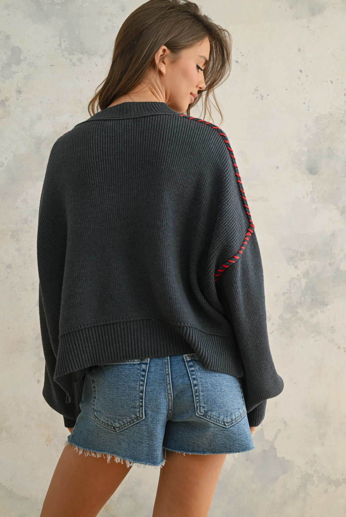 USA Rope Letter Sweater in Navy