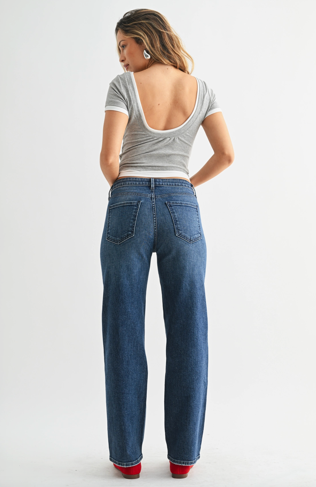 Stretchy Straight Leg Jean in Dark Denim