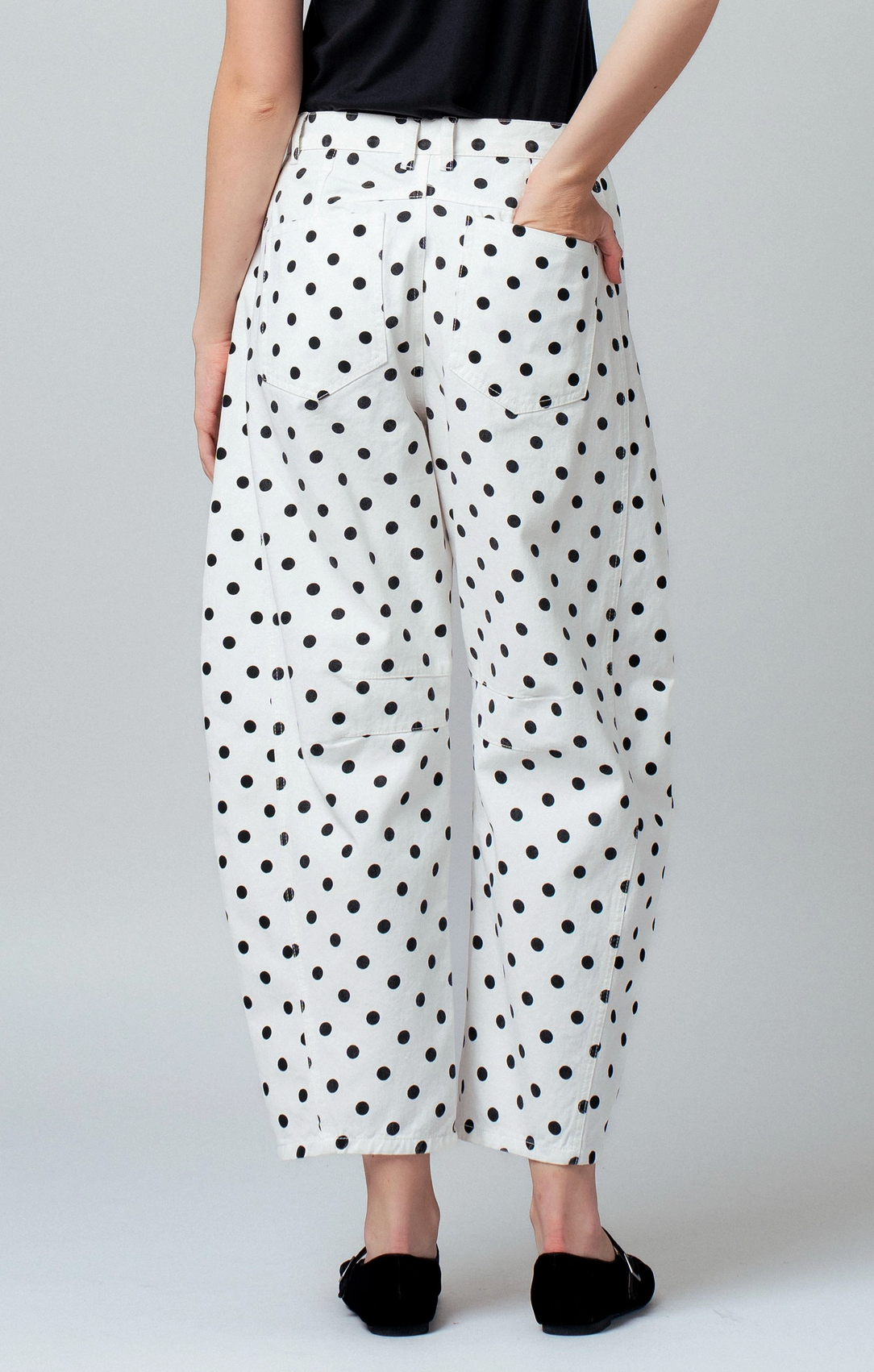 Polka Dot Barrel Leg Jean