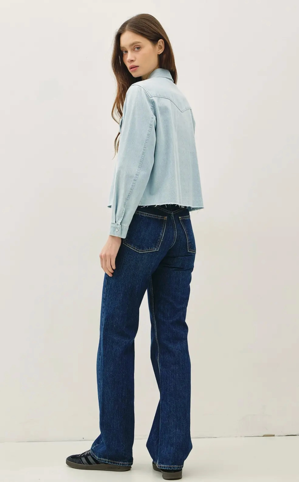 Cropped Denim Shacket