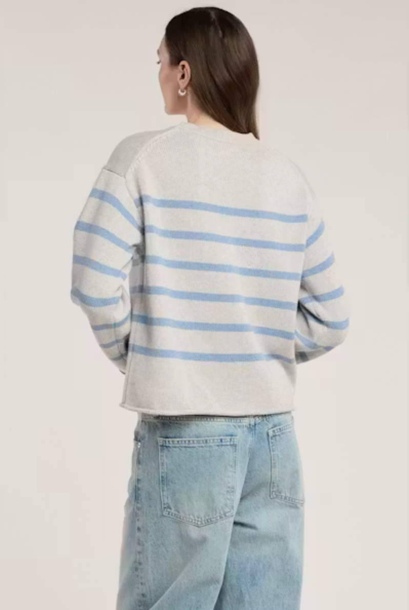 Lucia Crew Neck Sweater in LIght Heather Grey