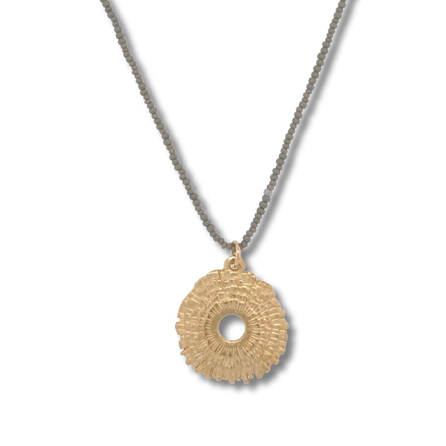 224NLGCC - Small Flutter Necklace in Gold on Charcoal Beads