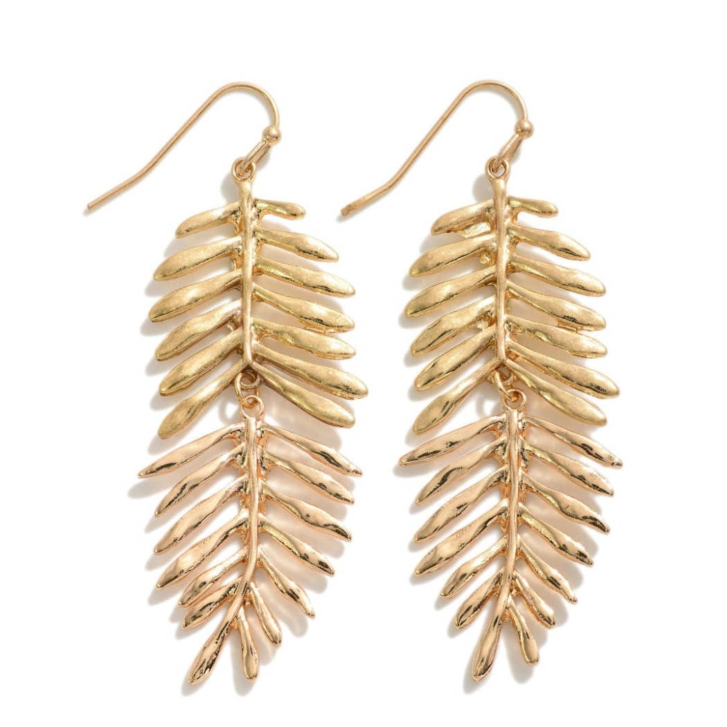 Gold Palm Leaf Earring