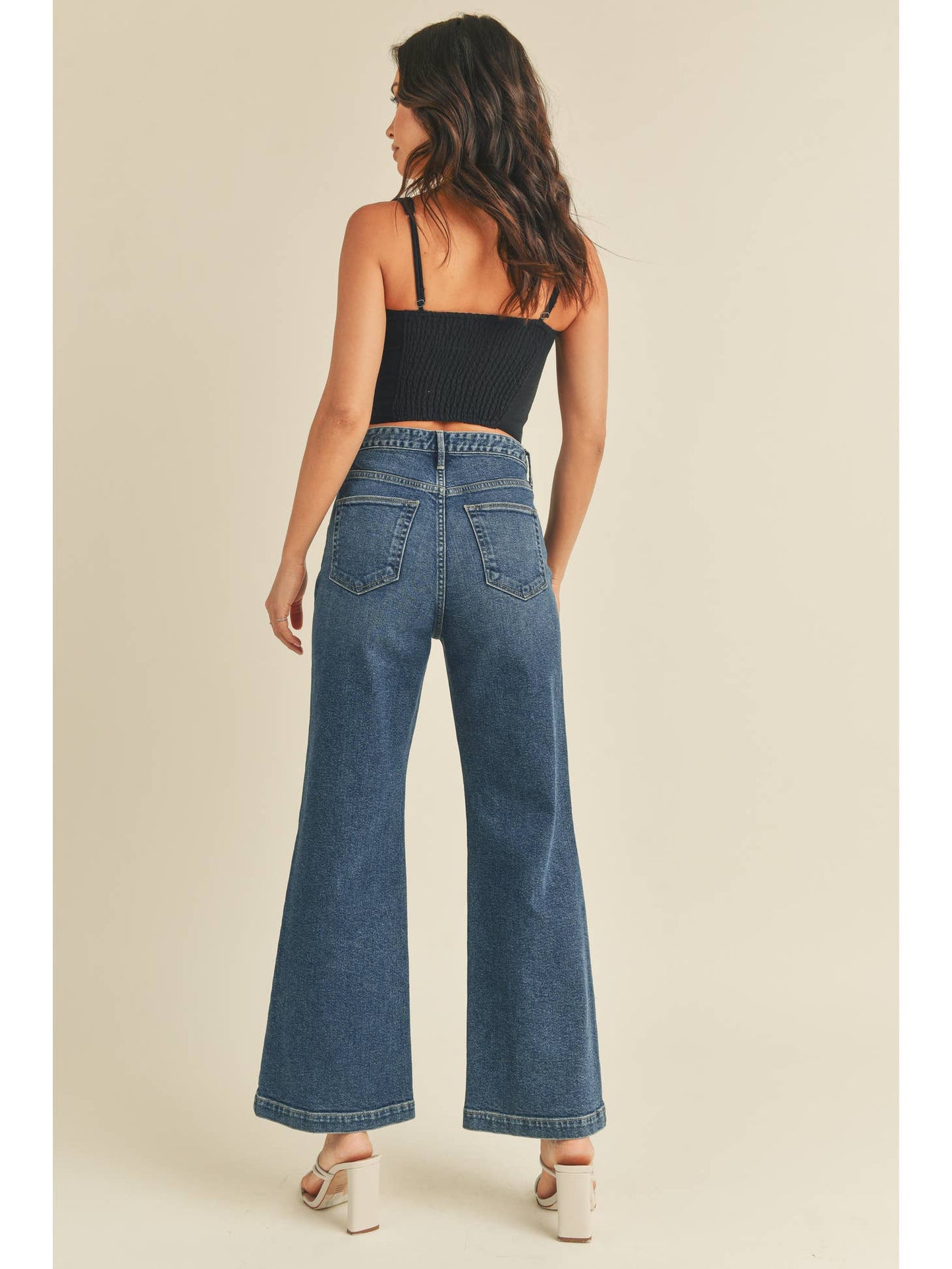 Just Black Denim Patch Pocket Wide Leg Jean