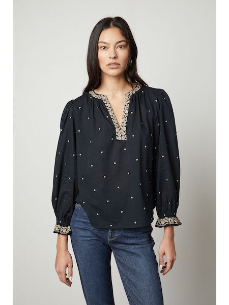 Velvet by Graham & Spencer Ania Boho Top in Vintage Black