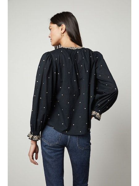 Velvet by Graham & Spencer Ania Boho Top in Vintage Black