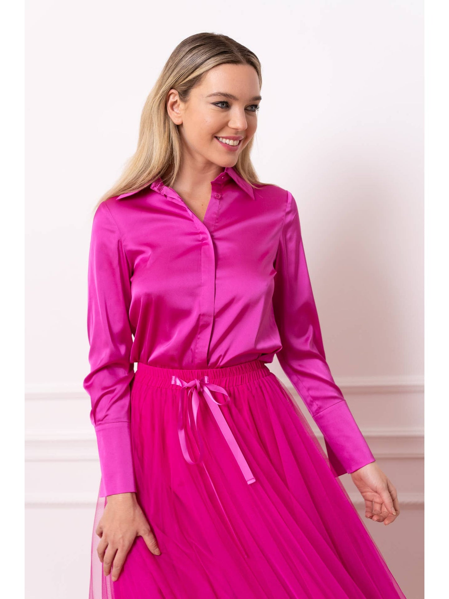 Chokolate Paris Satin Chemise in Fuchsia