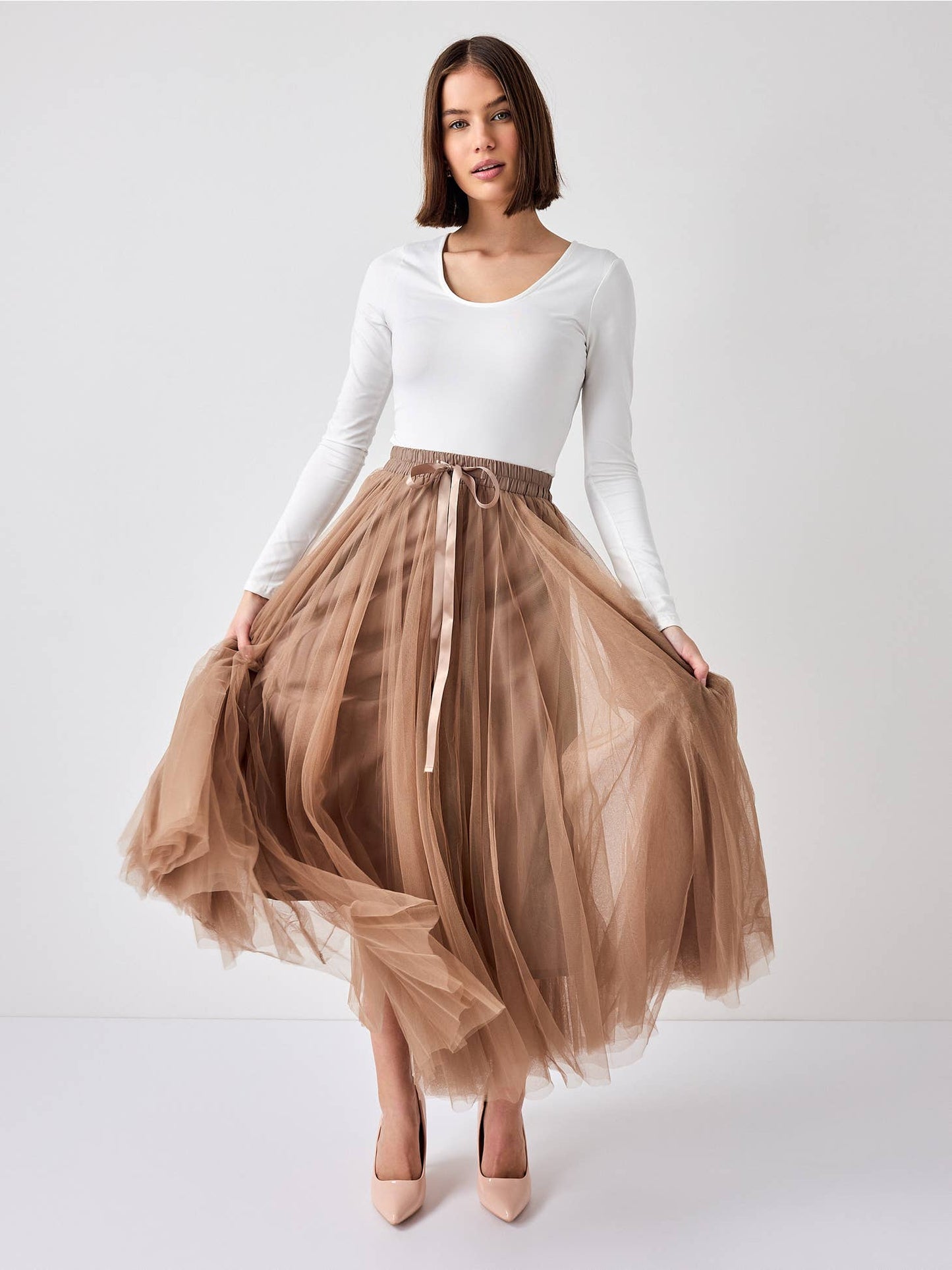 Chokolate Paris Tulle Skirt in Taupe