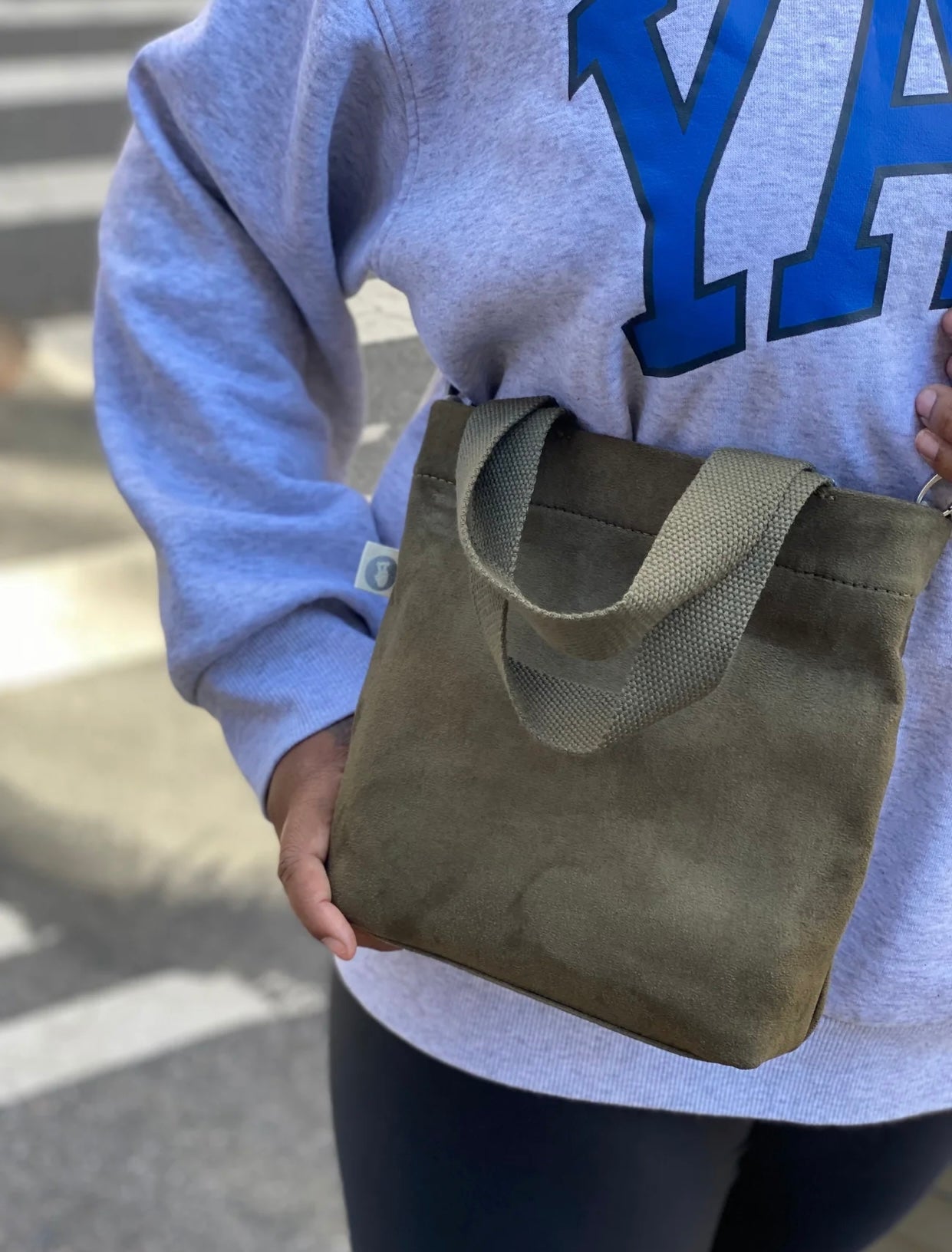 Quilted Koala Midi Town Bag in Faux Suede