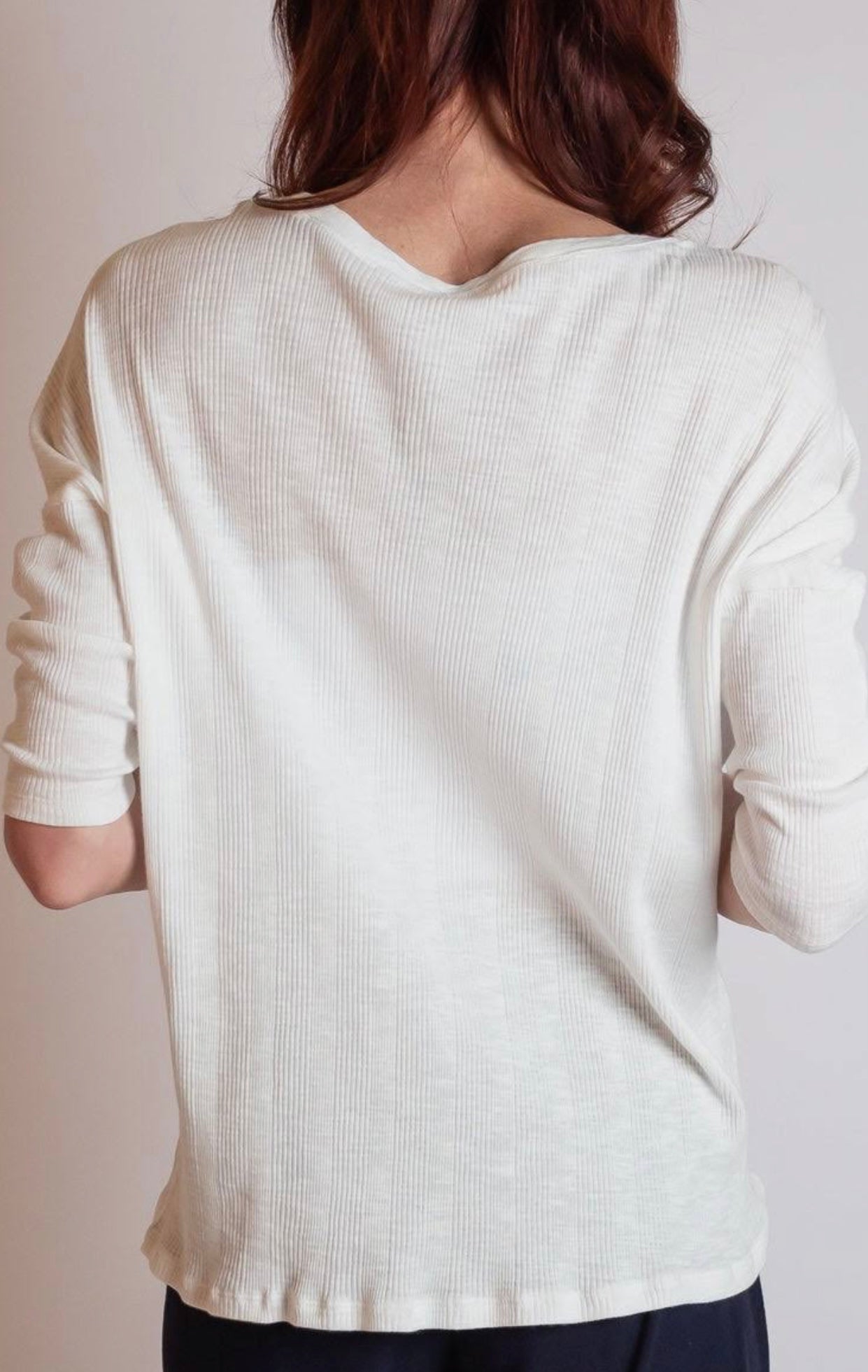 Hello Nite Mixed Rib Dolman Sleeve in White