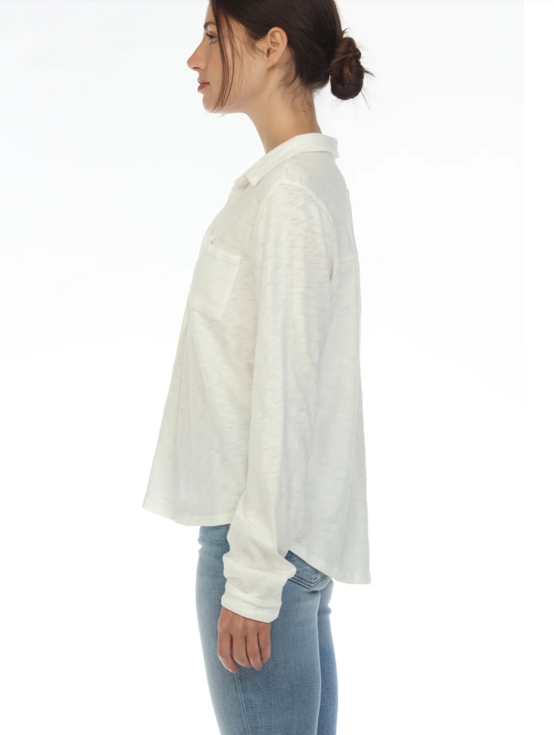 Hello Nite Button Front Shirt in White