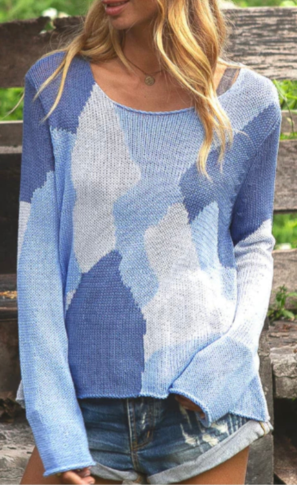 Wooden Ships Camo Cotton in Blue