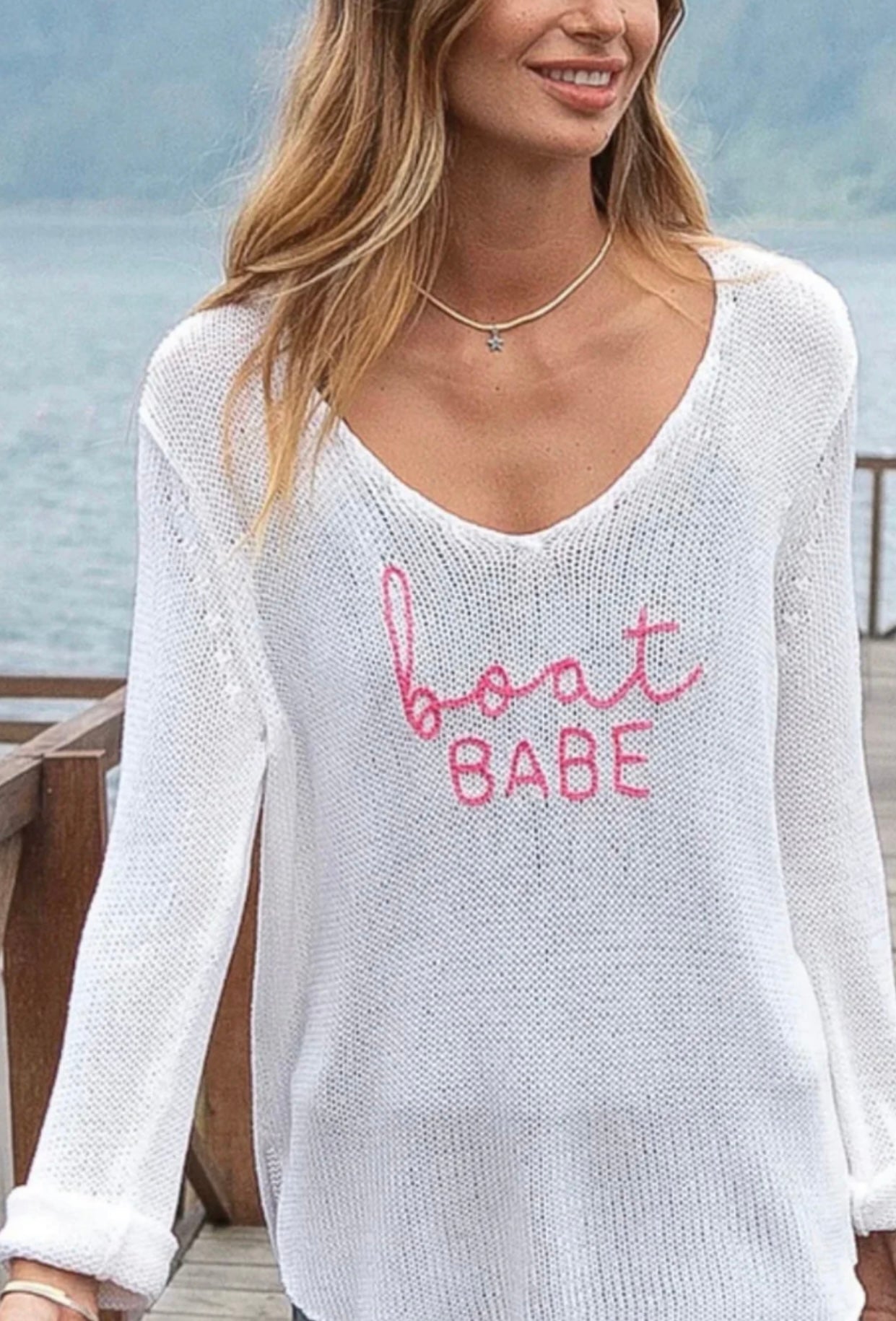 Wooden Ships Boat Babe in White
