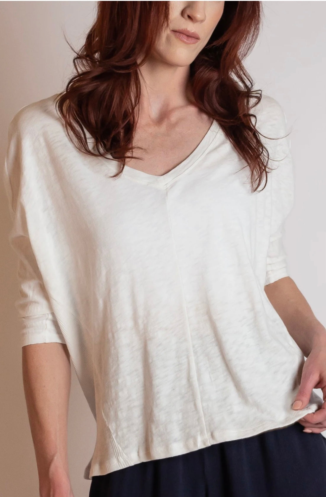 Hello Nite Mixed Rib Dolman Sleeve in White