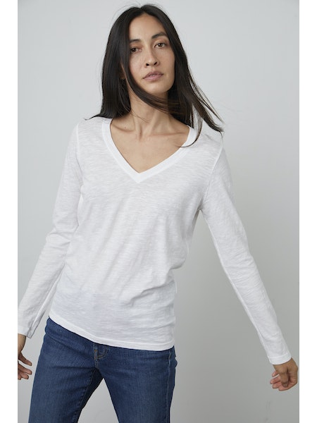 Velvet by Graham & Spencer Blaire V Neck Long Sleeve Tee (3 Colors)