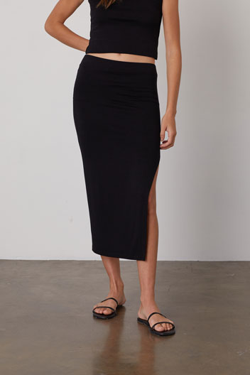 Velvet by Graham & Spencer Ella Midi Skirt in Black