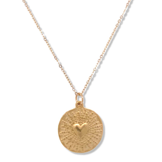 235NLG - Dot Heart Necklace in Gold