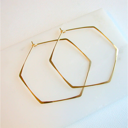 Linda Trent Hexagon Hoop Earring 2.5" (2 options)