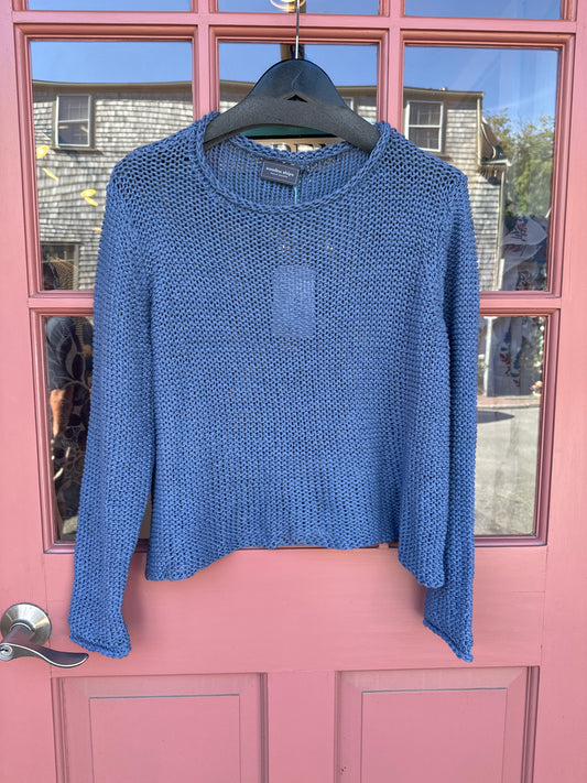 Maui Cropped Crewneck  in Denim