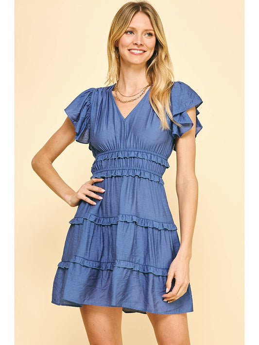Pinch Blue Mini V Dress