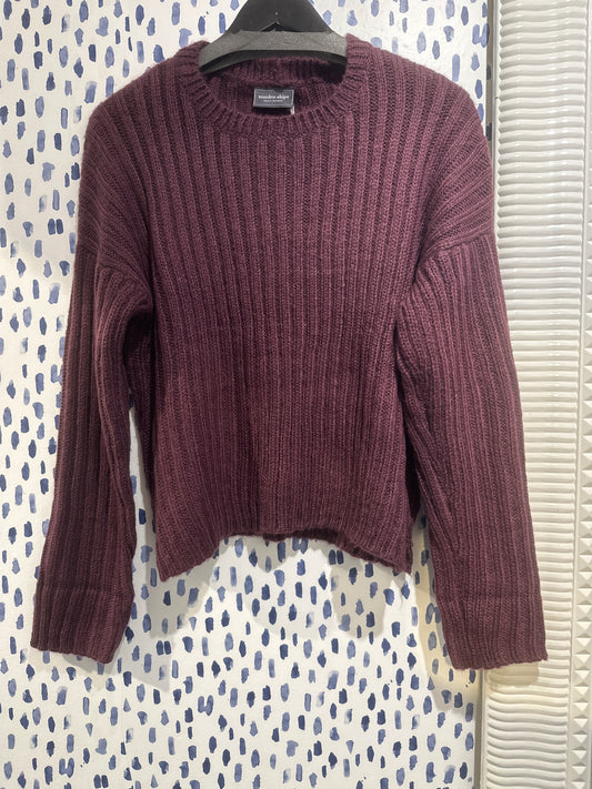 Miles Cropped Chunky Crew in Plum