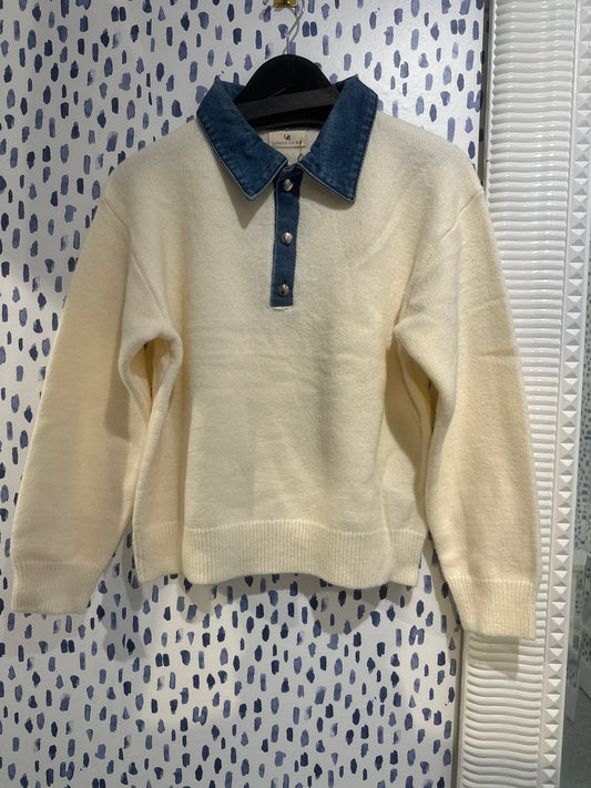 Denim Collar Knit Pull over