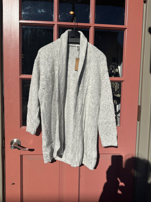Shawl Cardigan Sweater in Lite Grey