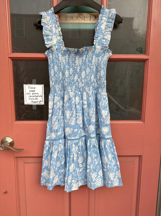 Elinora Foil Dress in Blue