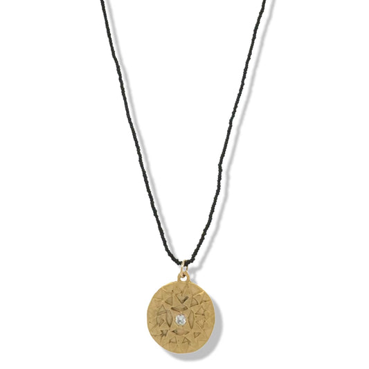 213NLGBK - Surya Necklace in Gold on Blace Beads
