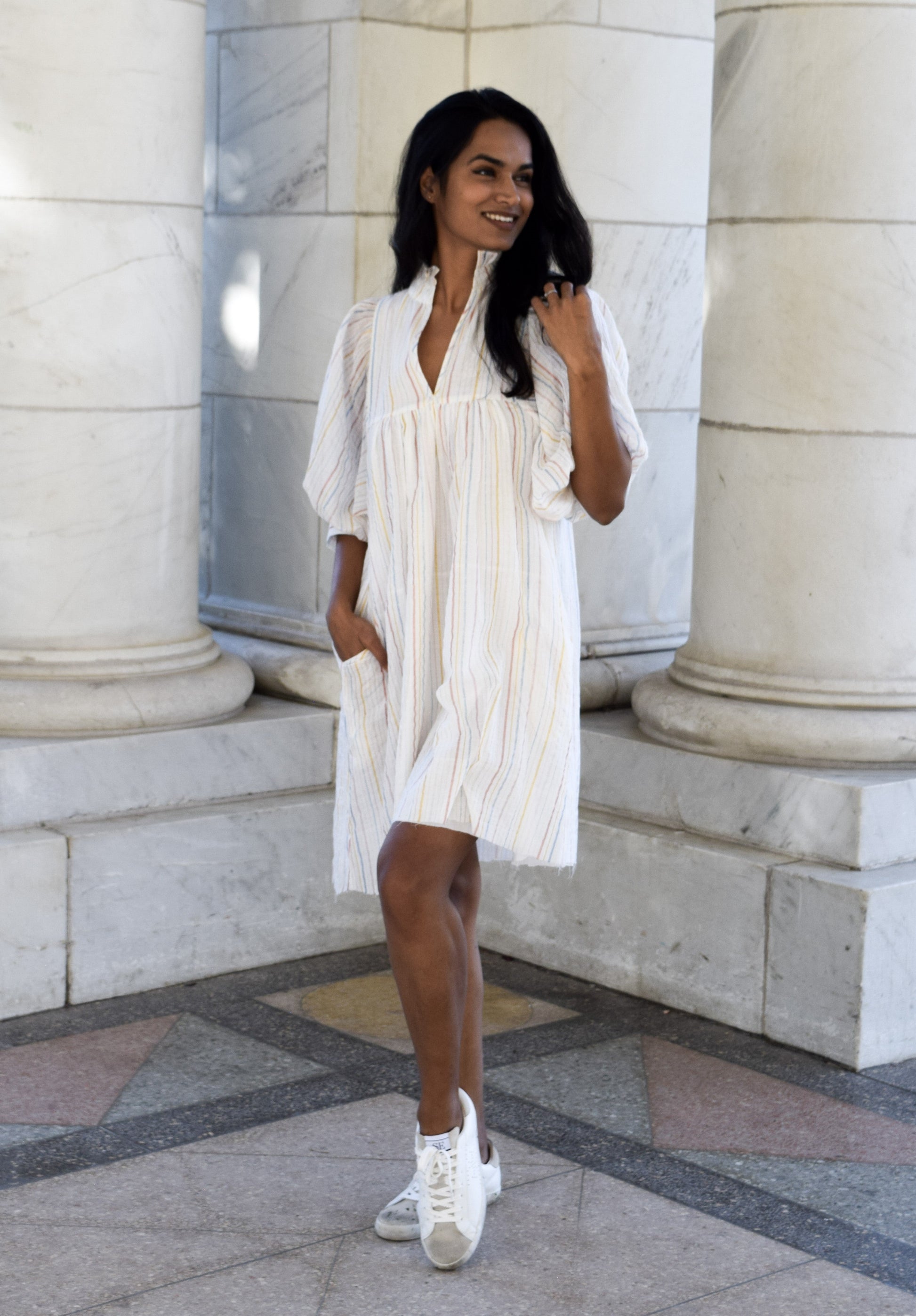 cream high neck dress Women's Cream Mesh Long Sleeve High Neck Ruched Maxi Dress