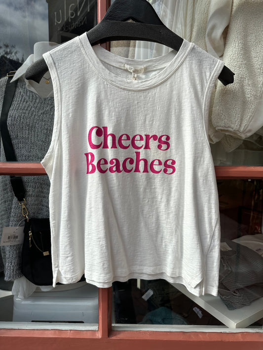 Z Supply Venice Cheers Beaches Tank in White Shell