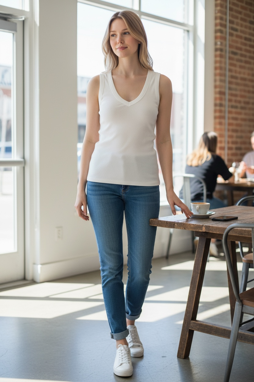 Demi Fitted V Neck Tank Top