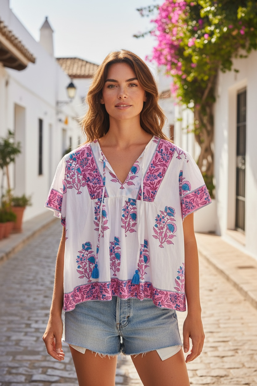 Catalina Blouse in Radiant Orchid