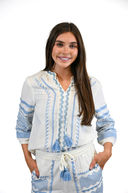 Aislinn Blouse in Sky Drift/coconut