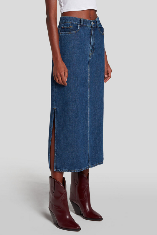 7 For All mankind Midi Skirt in Blue Note
