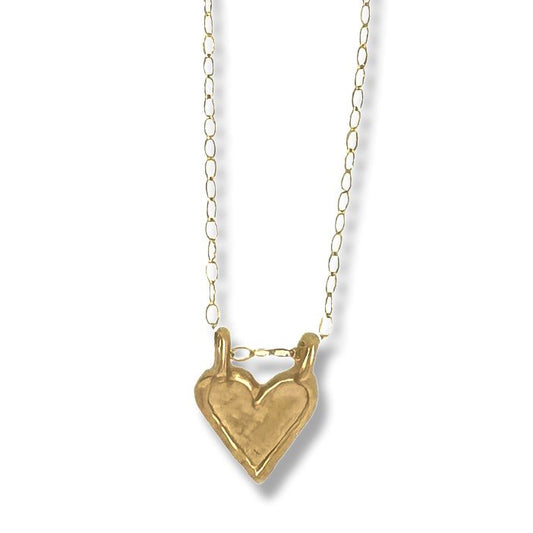 217NLG - Mini Heart Charm Necklace in Gold