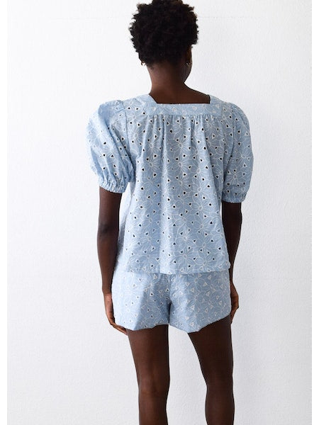 Never A Wallflower Square Neck Eyelet Top