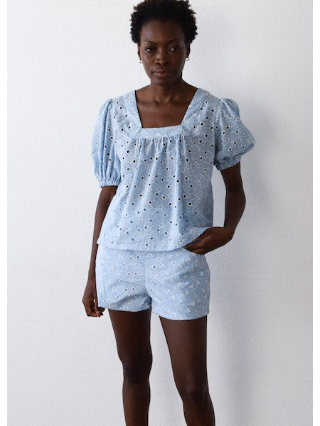 Never A Wallflower Square Neck Eyelet Top